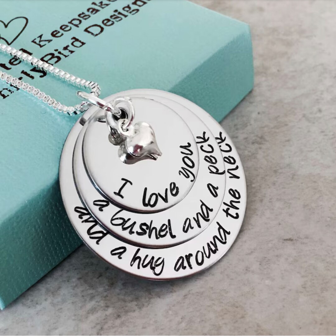 I love you a bushel and a peck necklace custom hand engraved